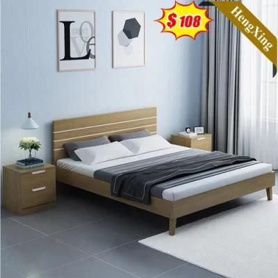 Modern Wooden Style Mixed Color Melamine Laminated Home Hotel Apartment Furniture Bedroom Bed with Night Stand