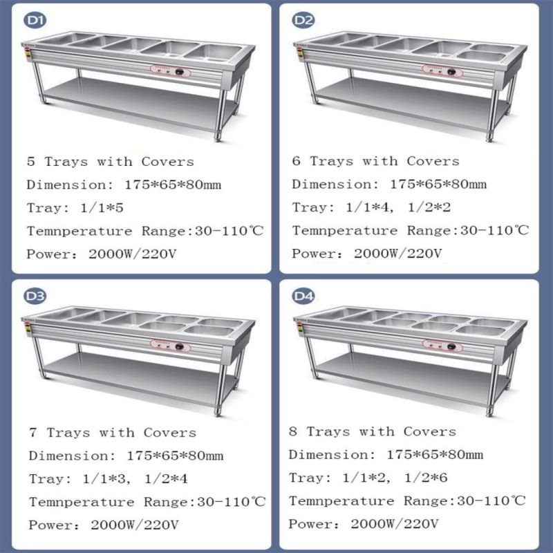 Buffet Bain Marie Cabinet Electric Food Warmer Display Showcase with Glass Top