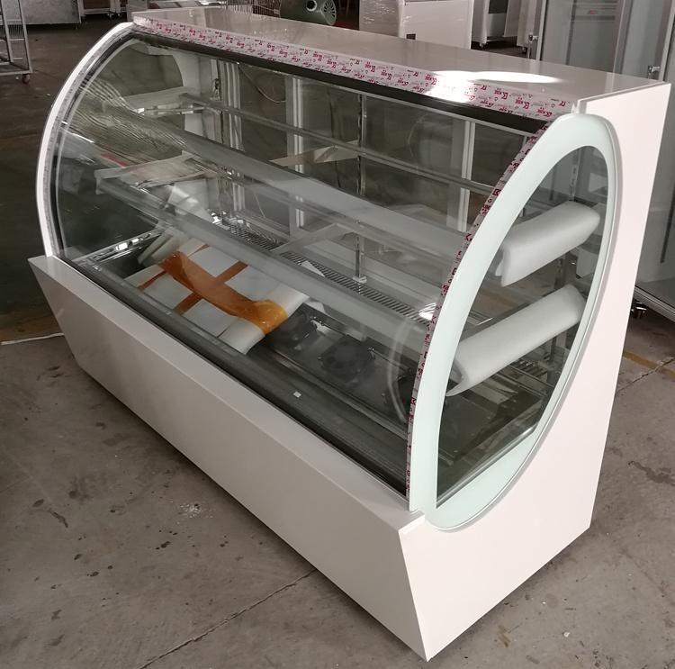 Double Curved Glass Refrigerate Display Cake Showcase with Ce