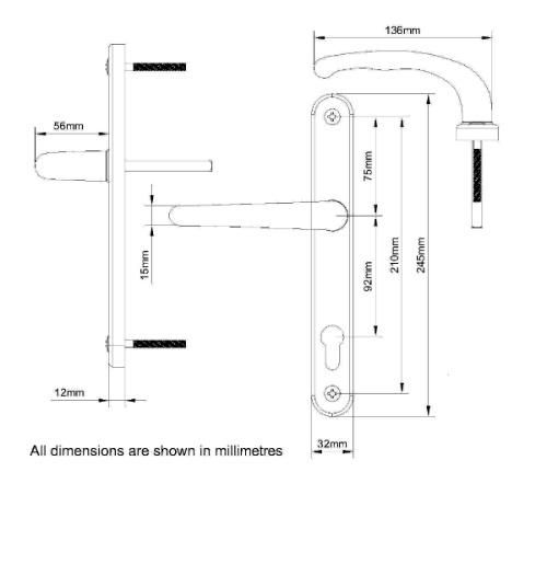 Black Lever Handle with Fastern Parts Entry Wood Shower Glass Door Lever High Security Handle Door Handle Locks