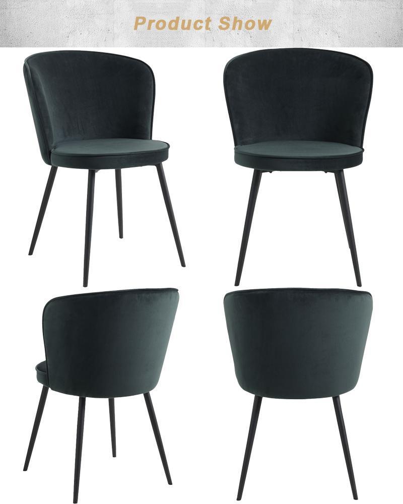 Home Furniture Dining Room Furniture Modern Velvet Fabric Dining Chairs Metal Legs Popular Dining Chairs.