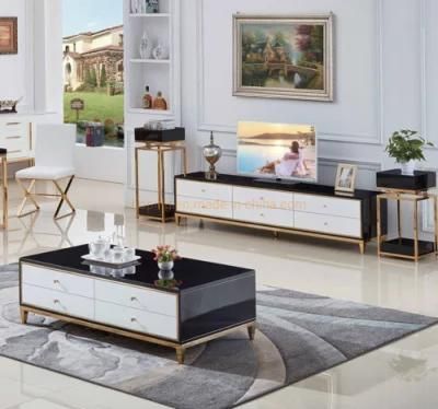 Chinese Modern Wooden Home Living Room Furniture Set Cabinet Coffee Tables with Side Drawer Table