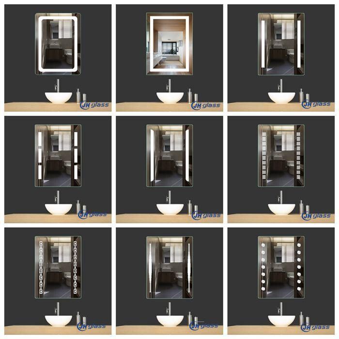 Bathroom LED Illuminated Wall Mounted Lighted White Color Mirror with Touch Sensor