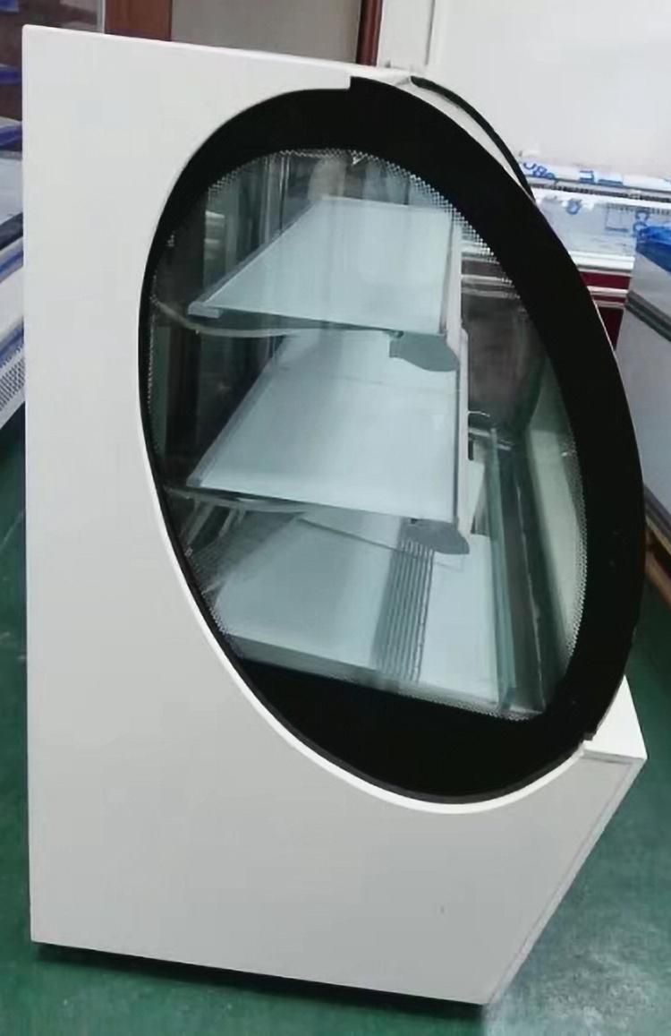 Double Curved Glass Refrigerate Display Cake Showcase with Ce