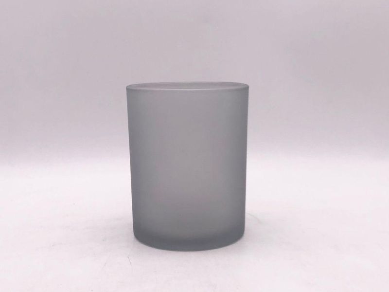 Frosted Glass Candle Holder with Customized Spray Color for Home Decoration