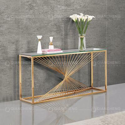 Hot Sales Gold Glass Console Dining Console Corner Table