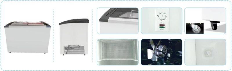 Commercial Use Freezer Mechanical Temperature Control Display Cabinet Double Top Open Glass Door Deep Freezer with CB CE Certificate