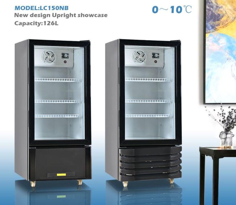 Supermarket Commerce Vertical Single Glass Door Beverage Cooler Showcase LC150nb