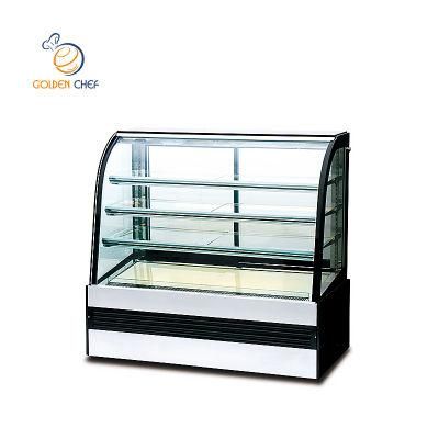 Bakery Display Showcase Refrigerated Kitchen Chiller Cured Glass Stainless Steel Glass Shelf Cake Bread Dessert Display Refrigerator