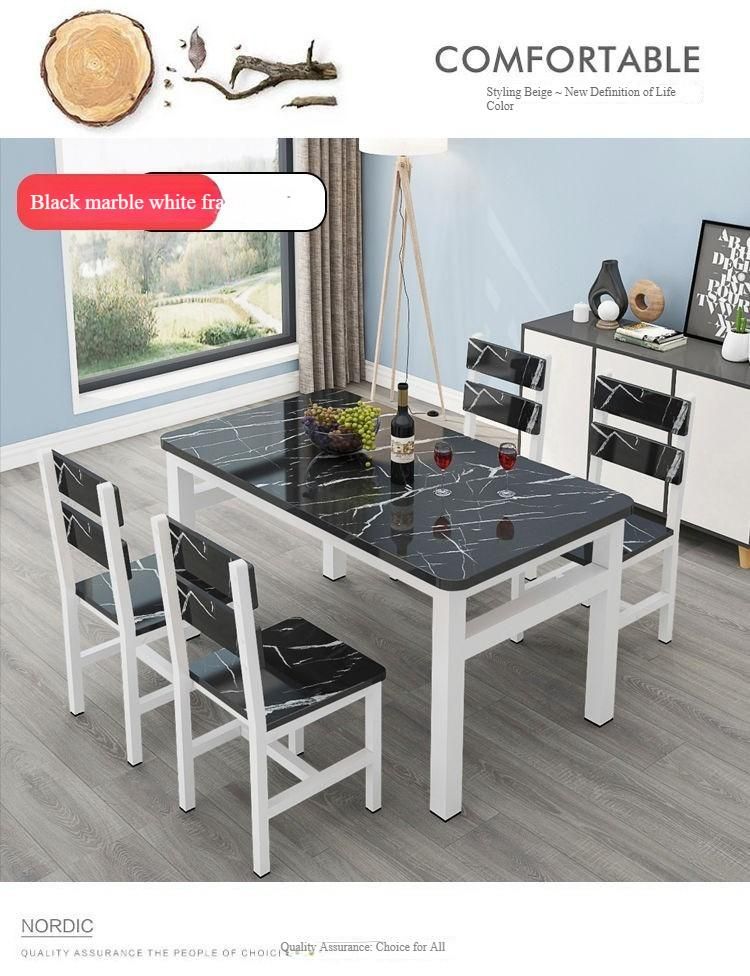 Modern Tempered Glass Top and Steel Frame Dining Table Set