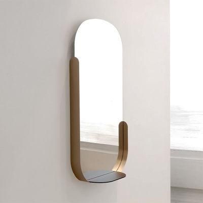 Nordic Simple Brass Hardware Bathroom Mirror Personalized Decorative Mirror Creative Makeup Mirror High-End Fitting Mirror