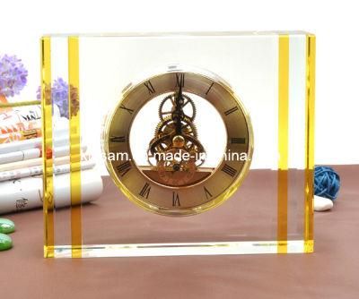 Custom Crystal Glass Desk Clock Craft for Decoration