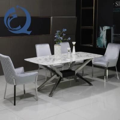 Home Furniture Marble Top Stainless Steel Dining Table