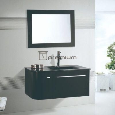 Black Painted Bathroom Cabinet with Mirror