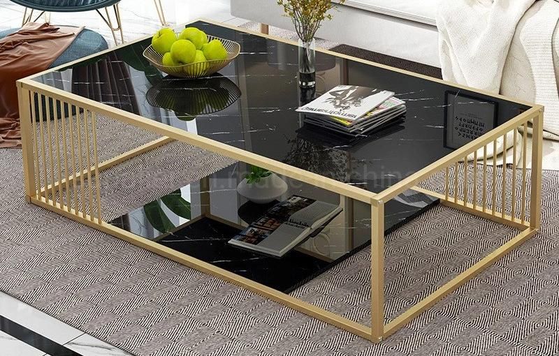 China Cheap Metal Frame Marble Coffee Table Living Room