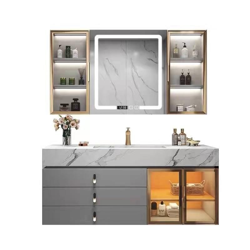 Wall Glass Door Modern Storage Plywood Melamine Bathroom Cabinet