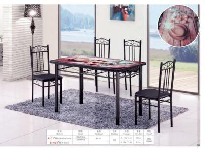 High Quality Tute Glass Frame Dining Table for Living Room Metal Dining Chair Set
