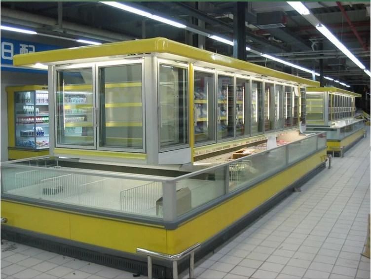 Glass Door Upright Display Freedom Combination Vertical Refrigerated Showcase for Milk