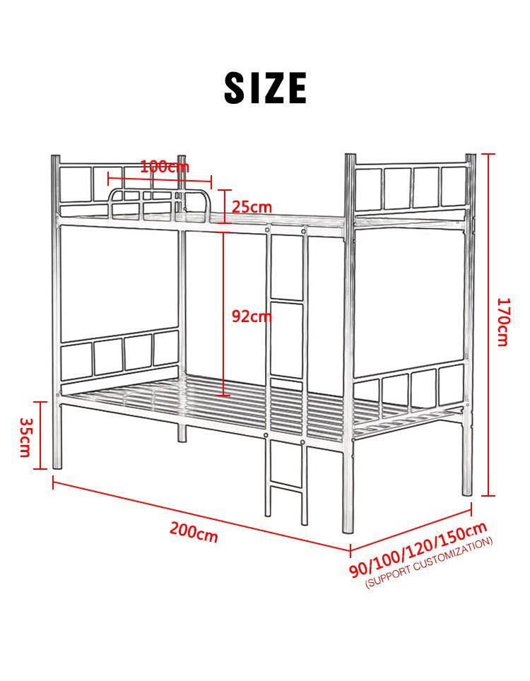 School Dormitory Metal Bunk Bed with Lockers Steel Frame Bed Single Bed