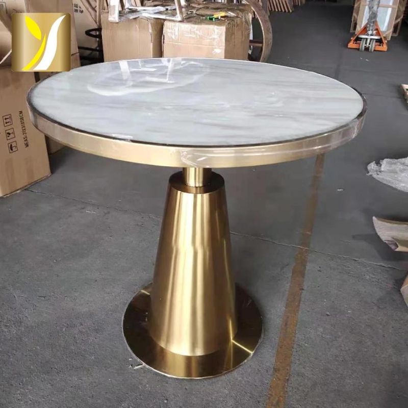 Modern Design Coffee Side Table Metal Frame with Marble Glass Top