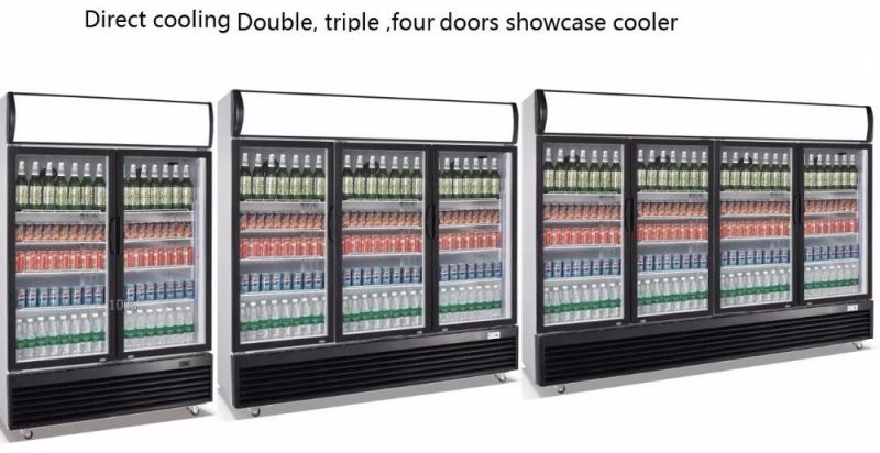 Supermarket Merchandise Glass Door Commercial Display Fridge Freezer Beverage Showcase