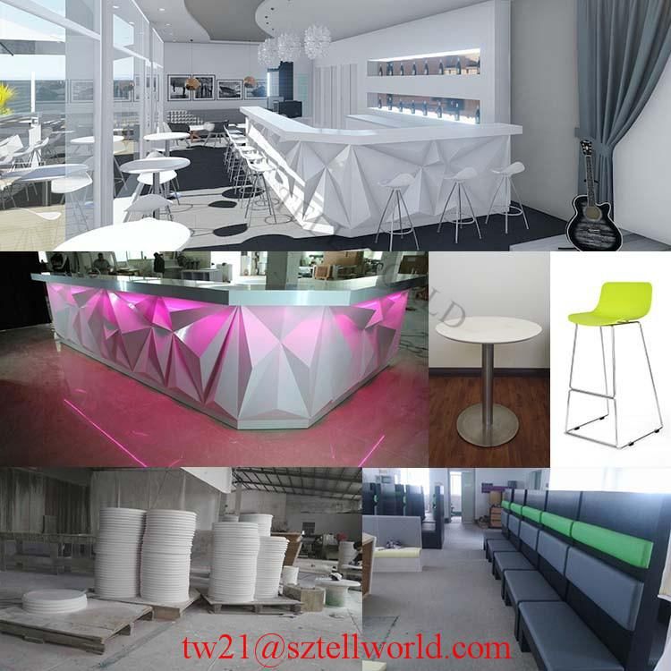 Modern Style Bar Furniture Marble Stone Coffee Shop LED Cafe Commercial Restaurant Bar Counter for Sale