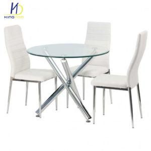 Modern Style Round Tempered Glass Restaurant Dining Table