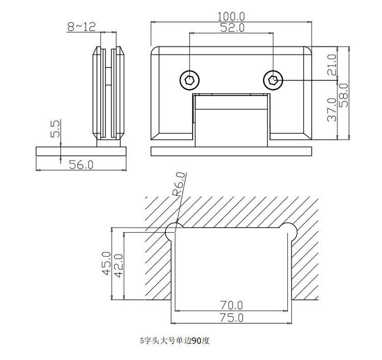 Foshan Best Selling Solid Brass Heavy Duty Metal Shower Screen Spring Hinge Bath Accessory for Glass Doors