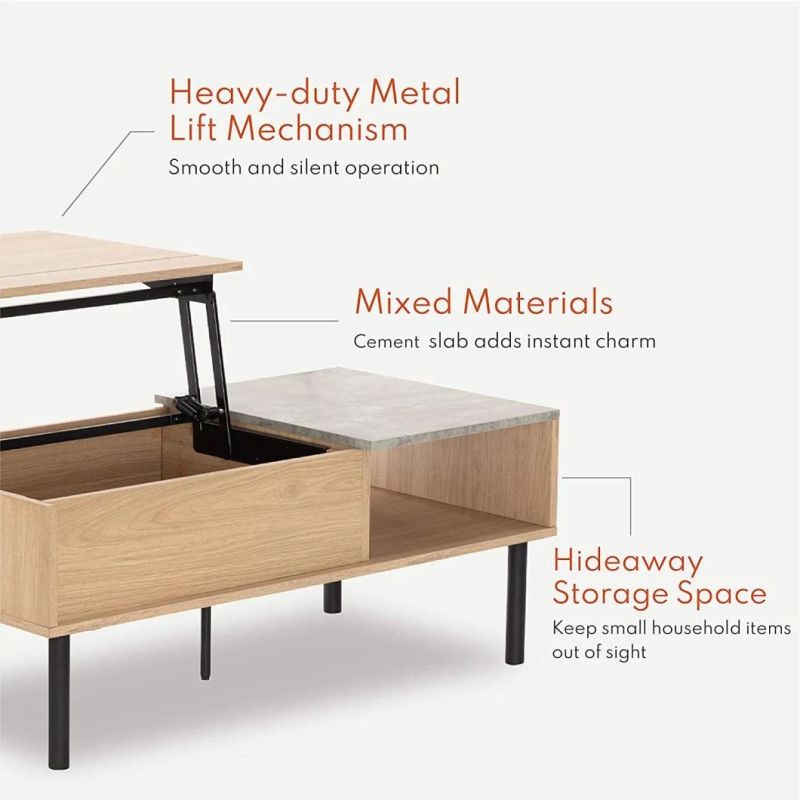 Lift Top Coffee Table with Drawers and Hidden Compartment