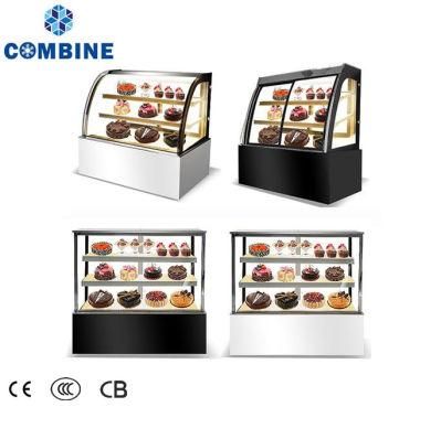 R134A Front Curved Single Temperature Cake Showcase for Cafe