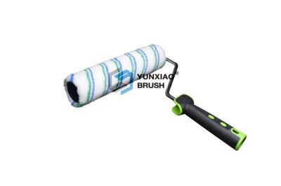 Blue and Green Double Stripe Mix Fabric Paint Roller Brush with Rubber Handle (TPR)