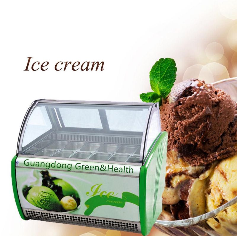 Ice Cream Cart Italian Ice Cream Showcase with Trays Soft Ice Cream Showcase