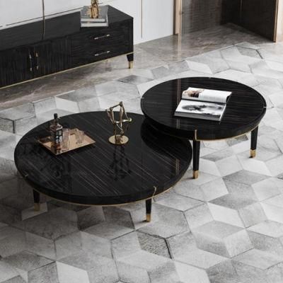 Apartment Floor Black Metal Legs Wooden Coffee Table