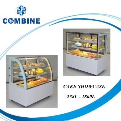 Flat Glass Sliding Door Cake Showcase Refrigerator 1500L