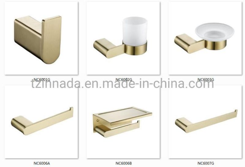 Luxury Brushed Gold Wall-Mounted Single Bathroom Rack (NC6012G)