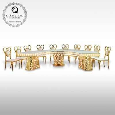 LED Round Stainless Steel Decorative Metal Dining Table Wedding Table