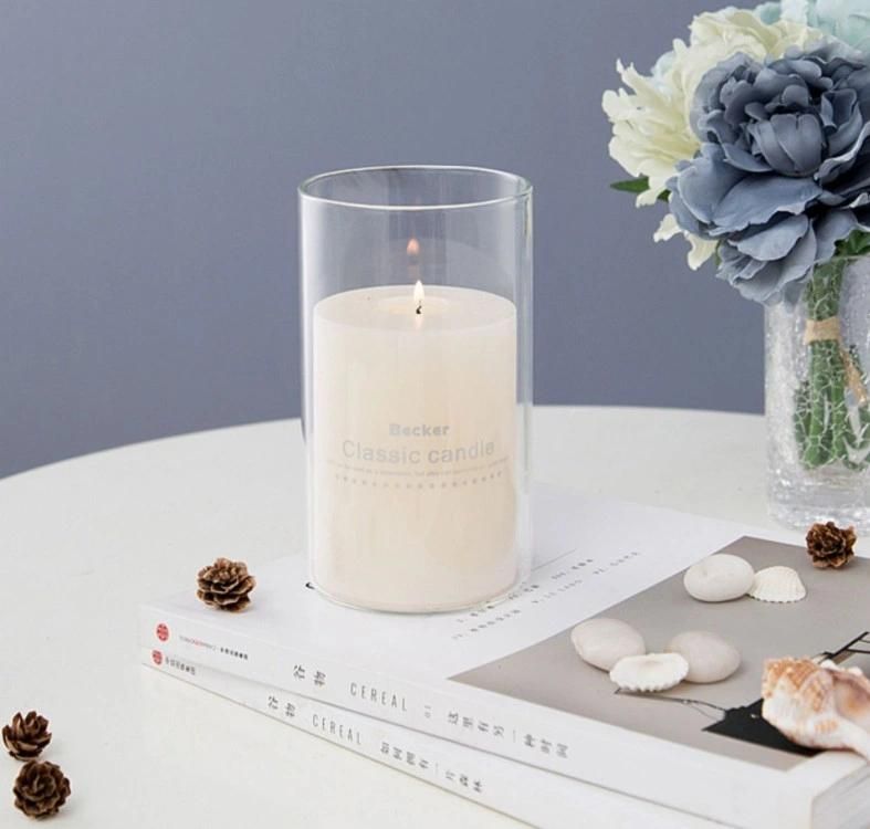 Heat-Resistant Long Cylinder Scented Glass Candle Holders for Wedding