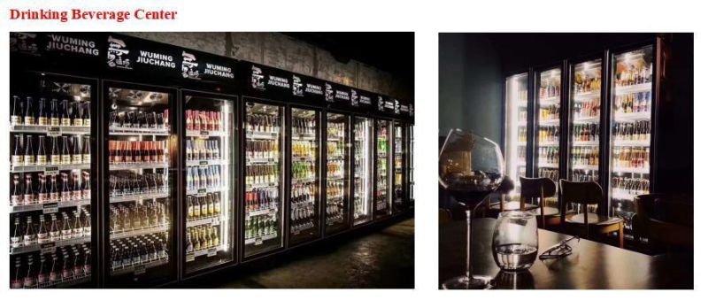 Commercial Front and Rear Open Style Air Cooling Display Cold Drink Refrigerator Glass Door Refrigerated Showcase
