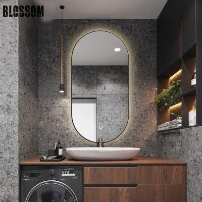 Modern Decorative Wall Mirror LED Backlit Illuminated Black Bath Mirror