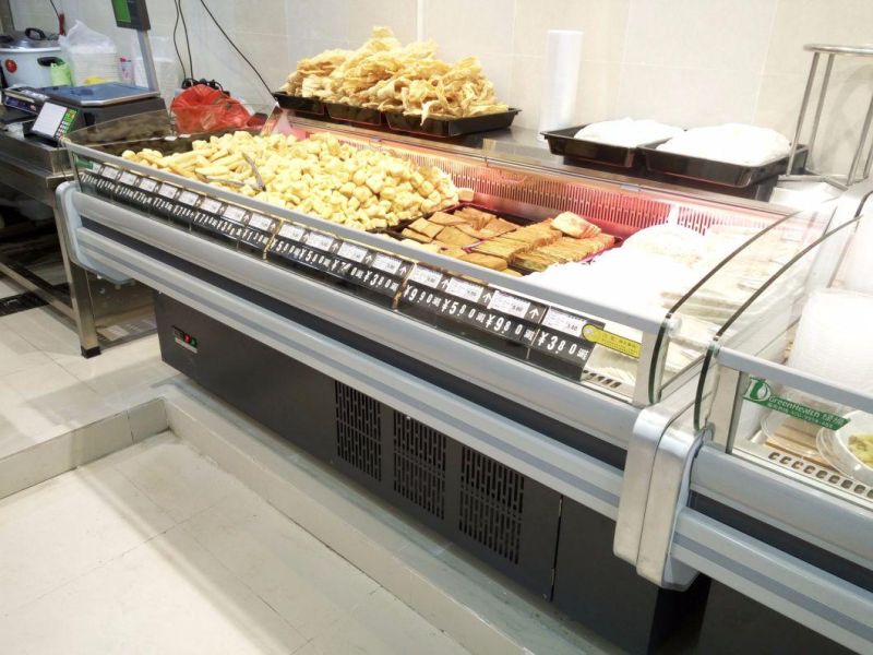 Commercial Fresh Meat Open Display Showcase for Supermarket with Air Curtain