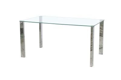 Hot Sale Home Furniture Modern Tempered Transparent Square Glass Dining Table