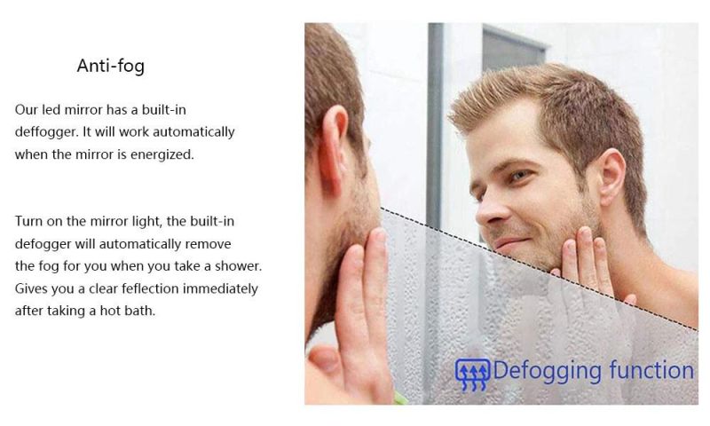 Bathroom Rectangle Backlit Touch Sensor LED Mirror with Anti-Fog & Touch Sensor