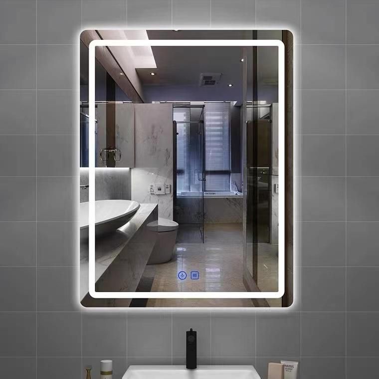 5mm Square Rectangle Wall-Mounted LED Lighted Bathroom Vanity Mirror with Anti-Fog Function LED Mirror