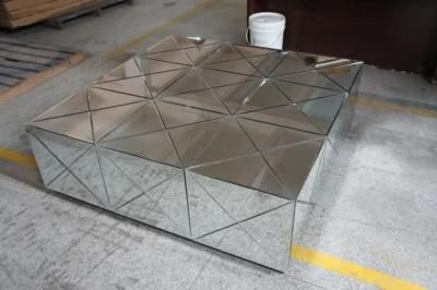 High Reputation Practical Compact Silver Mirror Glass Coffee Table