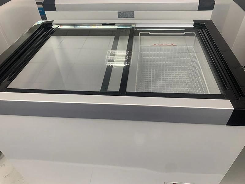 Hot Sale Commercial Glass Sliding Door Top Mini Fridge Freezer Ice Cream Showcase Display Deep Freezer Fridge Chest Freezer