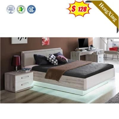 an Wood Color PU Leather Home Hotel Bedroom Kids Single Double Size Beds with Night Stand