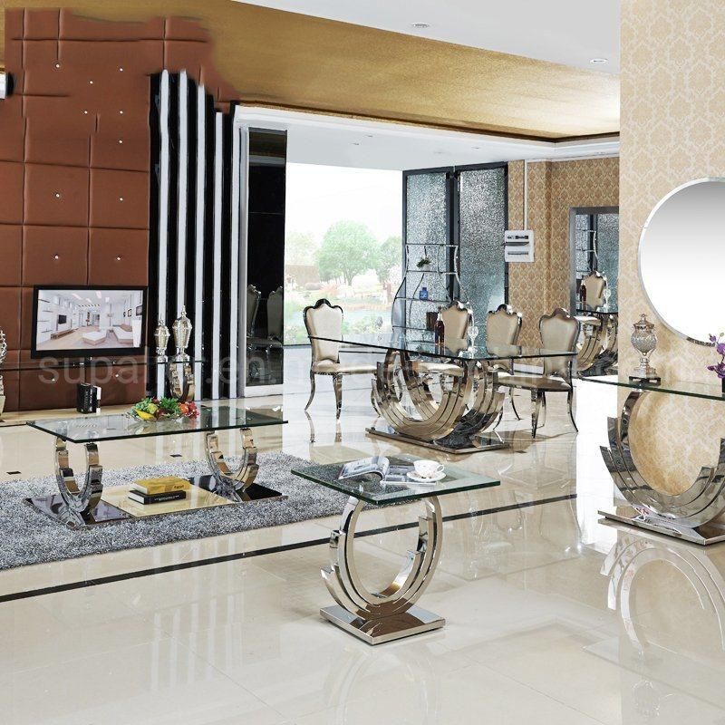 Transparent Glass Dining Tables of Chairs Set Home Restaurant Furniture