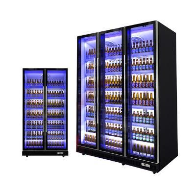 Black Showcase Cold Drink Refrigerator, Air Cooling Glass Door Display Fridge, Beverage Cooler Chiller
