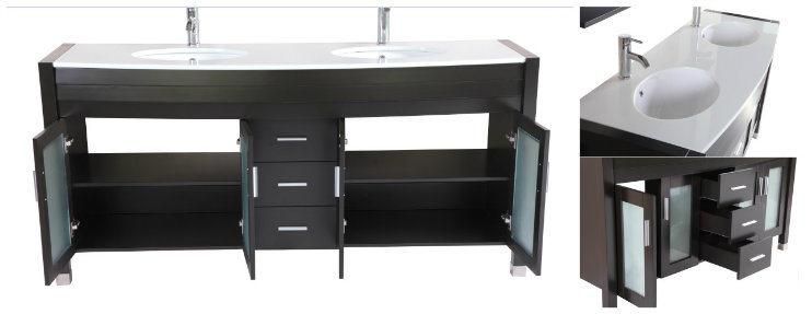 American Style 72" Inch Double Sink Bathroom Vanity Furniture with Mirror