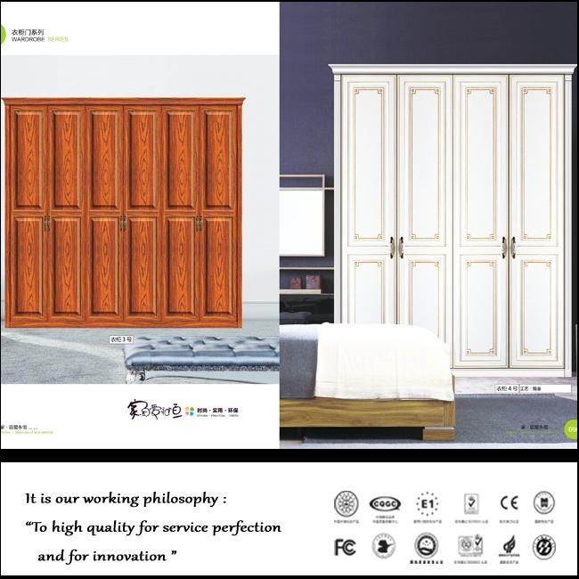 Oppein White Emboss Wood Bedroom Wardrobe